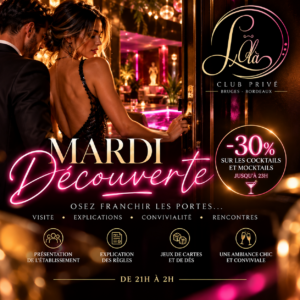 Affiche de la soirée Les Mardis découvertes au l&rsquo;ôlà au L’Ôlà, club libertin près de Bordeaux